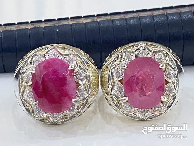 خاتمين ملكيه جوهرتين ياقوت طبيعي أفريقي vip مرصع بالألماس