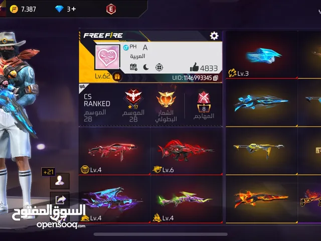 Free Fire Accounts and Characters for Sale in Amman