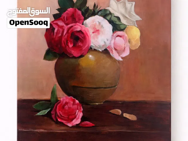 ثلاث لوحات رسم يدوي احترافي بسعر950دينار مع بعض