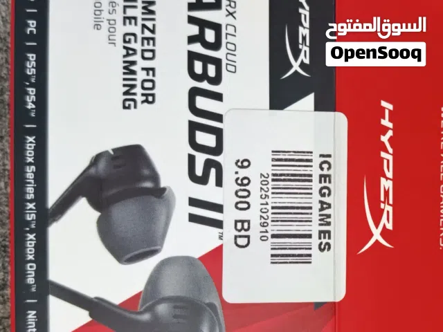 سماعة هايبر اكس ايربود اصلية سلك لون اسود  (ملاحظة المايك ما يشتغل)