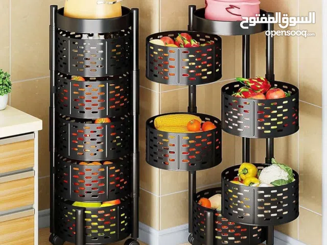 رف تخزين دائري متعدد الطبقات بتصميم عصري عملي، مثالي لاستغلال المساحات الصغيرة والزوايا