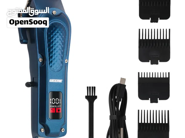 ماكينة حلاقة كهربائية ويم رؤساء باللون الأزرق الداكن، تحتوي على شاشة عرض رقمية لمستوى الليزر، ومعها