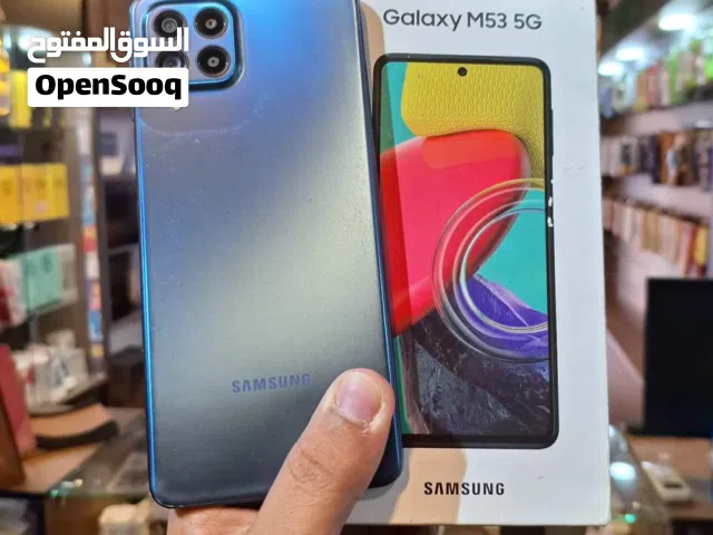 Samsung M53 5G رام 16 جيجا 256 أغراضة والكرتونه الأصلية متوفر توصيل