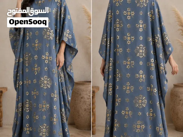 فستان ازرق رمادي مناسب للأعياد و المناسبات للبيع