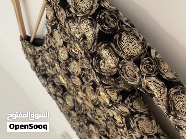 فستان محجبات حفلة سهرة ماكسي ذهبي اسود ملبوس بلبس 38