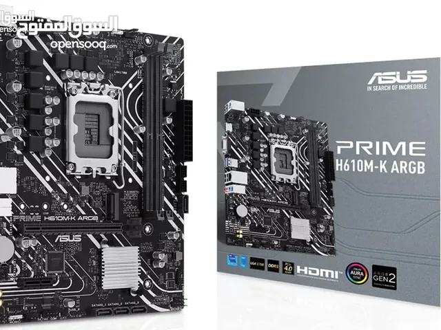 مذربورد ايسوس لمعالجات انتل جيل 12 + 13 + 14 - ASUS PRIME H610M-K D5 ARGB/DDR5 LGA 1700 MOTHERBOARD