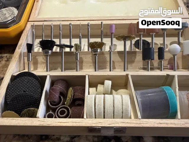 رأس دول دريمل من انجو وعلبة خشب مليانه رؤوس حفر وتنعيم