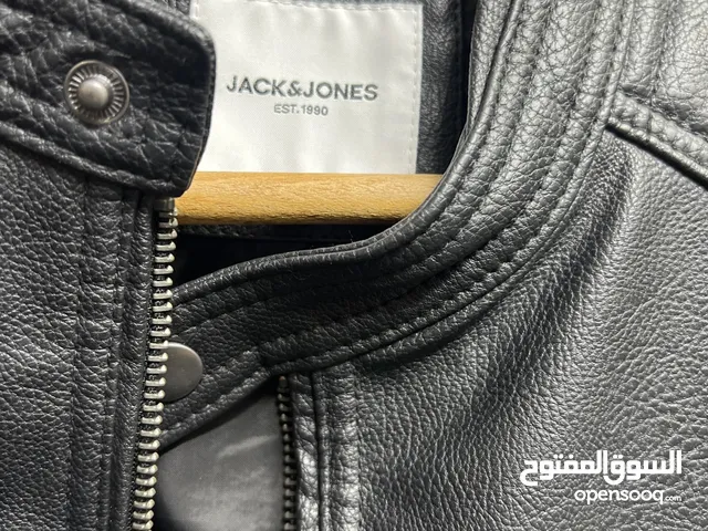 جاكيت جلد جاك اند جونز اصلي جديد غير ملبوس
