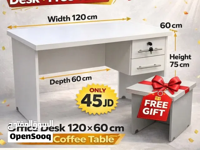 مكتب عملي أنيق قياس 120×60 سم مع هدية طاولة وسط مجانًا مناسب للمكتب أو البيت جودة ممتازة وسعر قوي