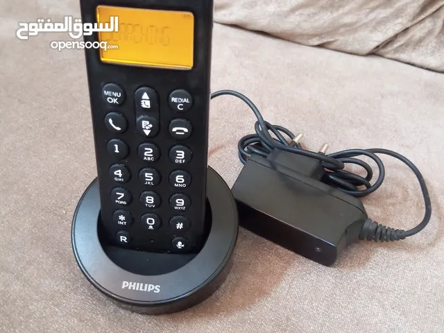 هاتف ارضي نوع فيلبس (Philips) الأصلي تصميم جميل لون اسود كاشف رقم لاسلكي يشبك على الفايبر