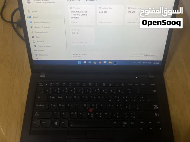 Thinkpad laptop lenovo i7 gen 10 24gb ram ddr4  بحالة جيده مستعمل