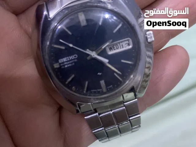 ساعة سيكو اوتماتيك فنتج قديم مينة مختلفة لونها غريب ازرق على رصاصي
