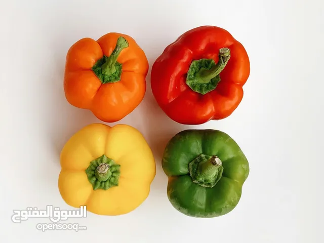 Red, Yellow & Green Fresh Bell Peppers, lettuce, Garlic, Nuts, Dry fruits