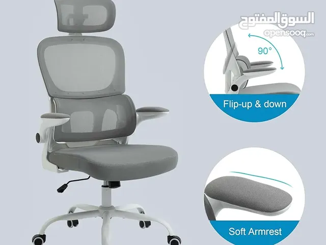 كرسي مكتب مريح من AnneFish، كرسي شبكي قابل للتنفس، كرسي مكتب عالي الظهر مع مسند رأس قابل للتعديل ودع