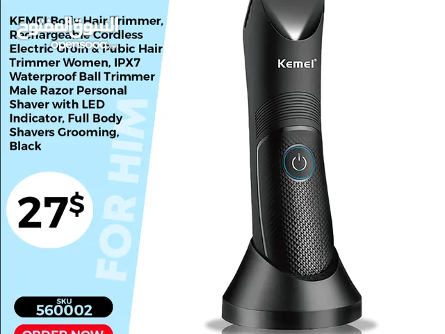 KEMEI Body Hair Trimmer, Rechargeable Cordless Electric Groin & Pubic Hair Trimmer Women, IPX7 Water