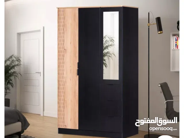 Modern Two-Tone Wooden Cabinet with ) (P"-Door with Drawers and Mirror