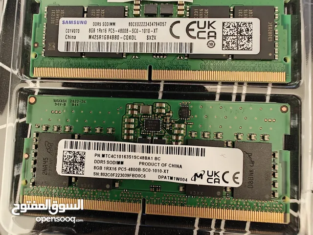DDR5, 16GB (8x2) 4800 mhz, CL40, notebook rams 40JDs