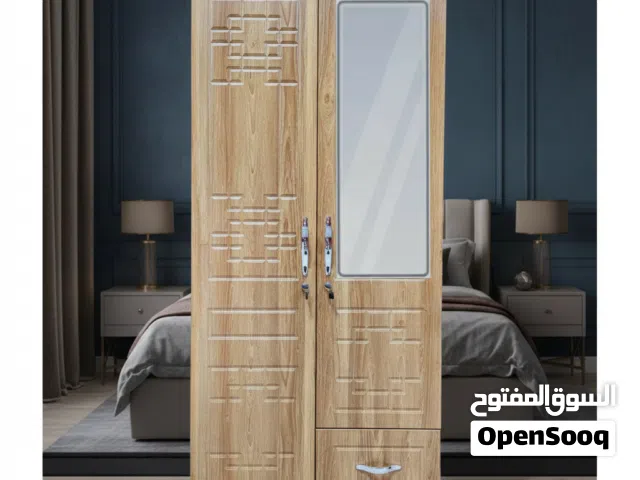 خزانة ملابس خشبية ببابين ومرآة من جبرين - موديل 2D/9478BH
