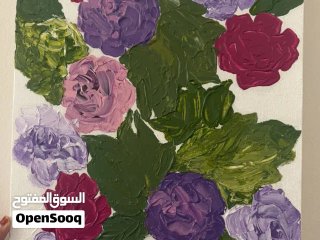 لوحة فنية أصلية مرسومة يدوياً (أزهار بارزة)