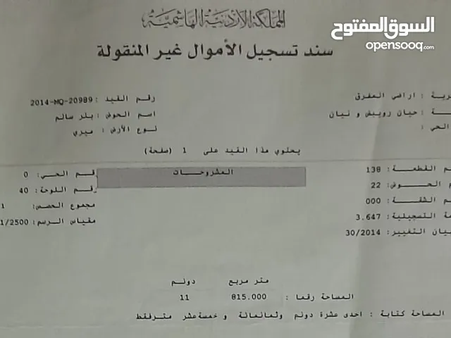 Farm Land for Sale in Mafraq Bala'ama