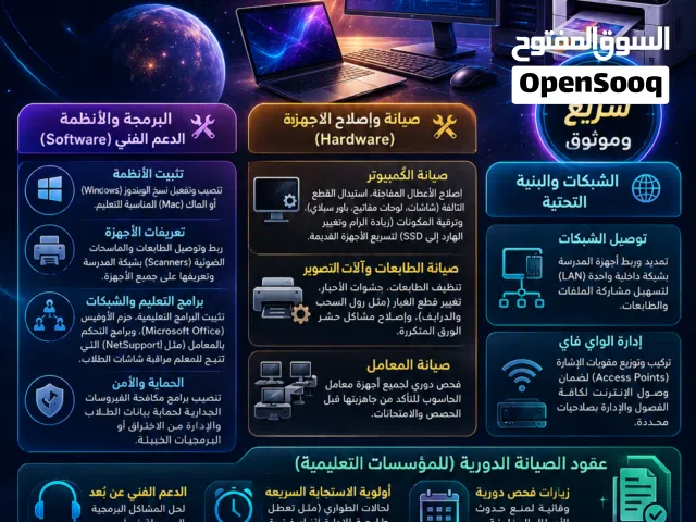 خدمات صيانة وبرمجة للمدارس والمعاهد