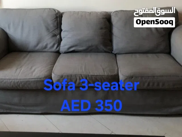 Three Seater Sofaset,  IKEA Brand,  Cushioned with Fabric covering, Grey