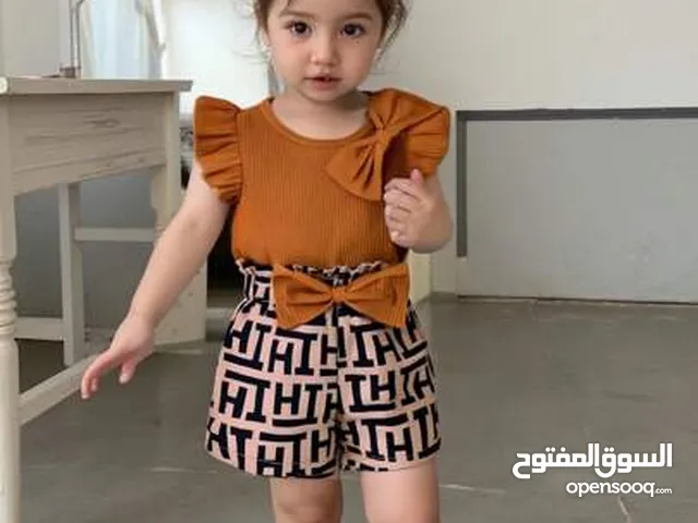 طقم فستان قصير للأطفال البنات