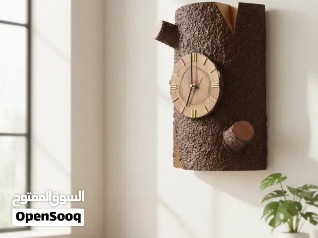 ساعات تقليد جذوع الأشجار جدارية صنع يدوي وفني