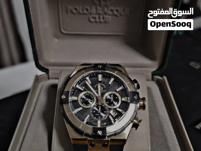 ساعة Santa Barbara Polo & Racquet Club الأصلية  ستايل رياضي فاخر باللون الأسود والذهبي، خامة م