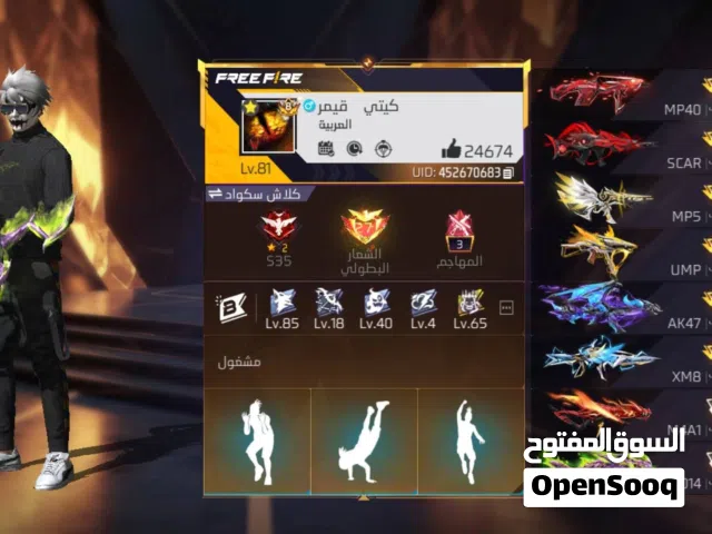 Free Fire Accounts and Characters for Sale in Aqaba