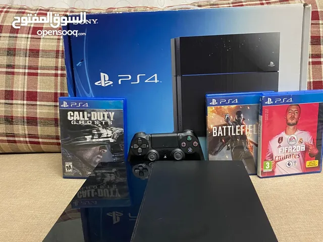 PS 4 Slim 500 GB + Controller + 4 Games (Spider-Man, FIFA 20, Battlefield, CoD Ghost) + Original Box
