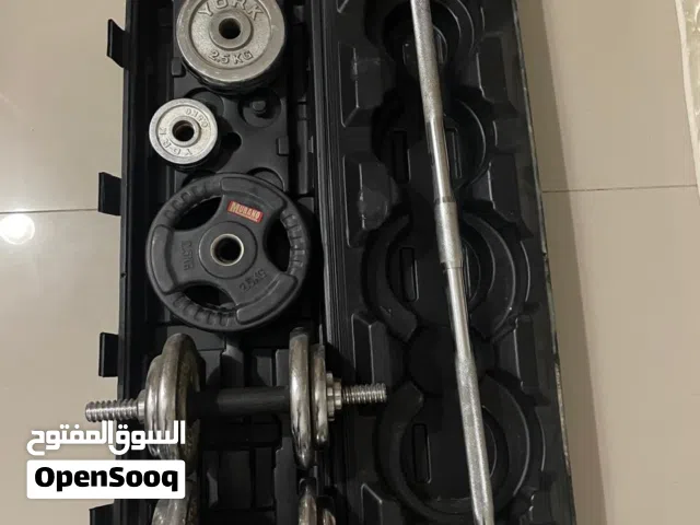 Barbell and dumbbell with extra weights for sale