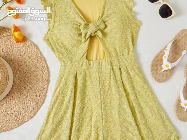 فستان بناتي لون اصفر
