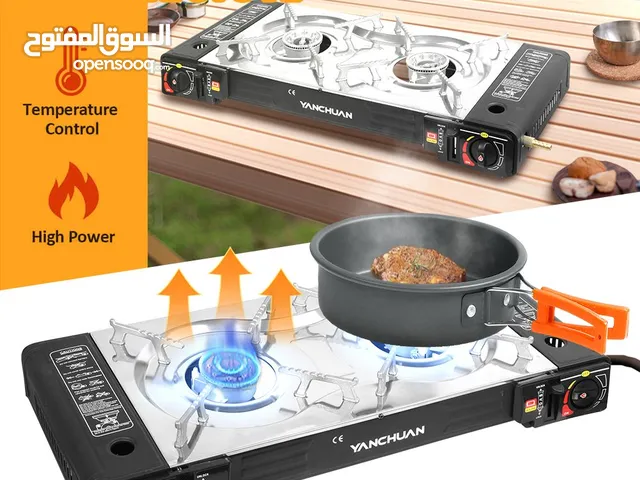 Portable Double 2 Burner Gas Stove Camping Butane Cooker Barbecue Gas Cannister