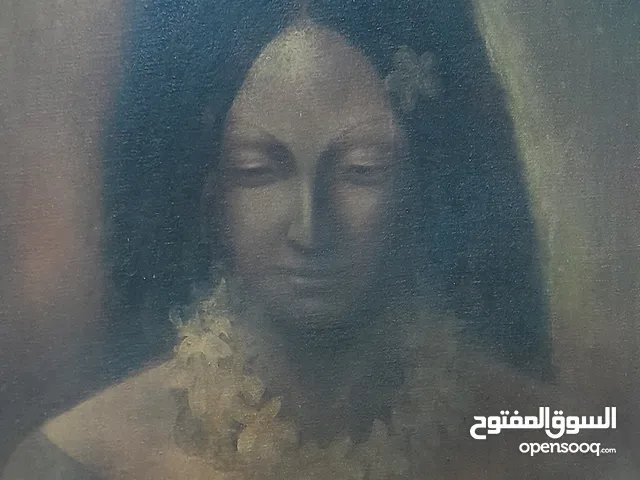 لوحة فنية قديمة زيت على القماش