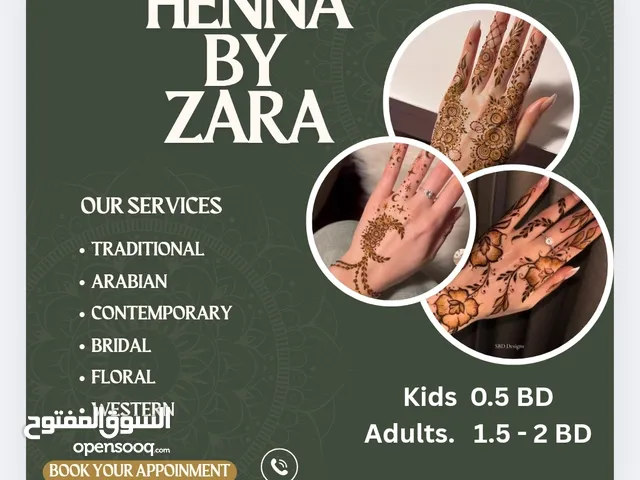 Affordable Henna Services Riffa & Southern Governorate Beautiful Designs for Eid, Weddings & Sp.
