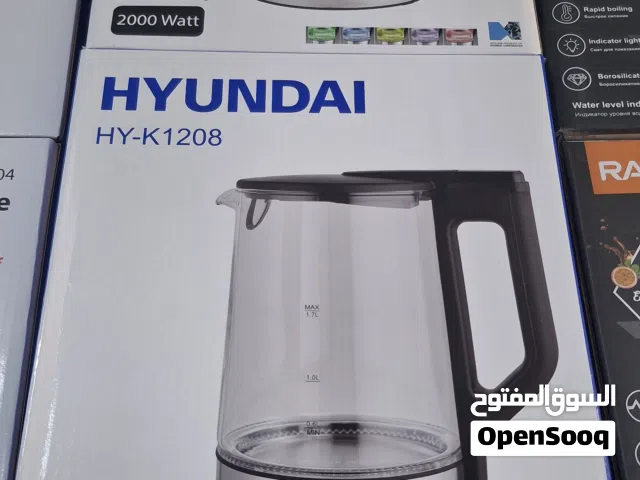 غلايه مياه نوع هونداي زجاجي 2000 واط كل درجه غليان لها لون معين