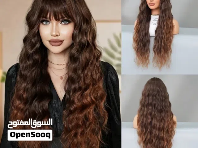باروكة شعر بني متدرج كيرلي طويل