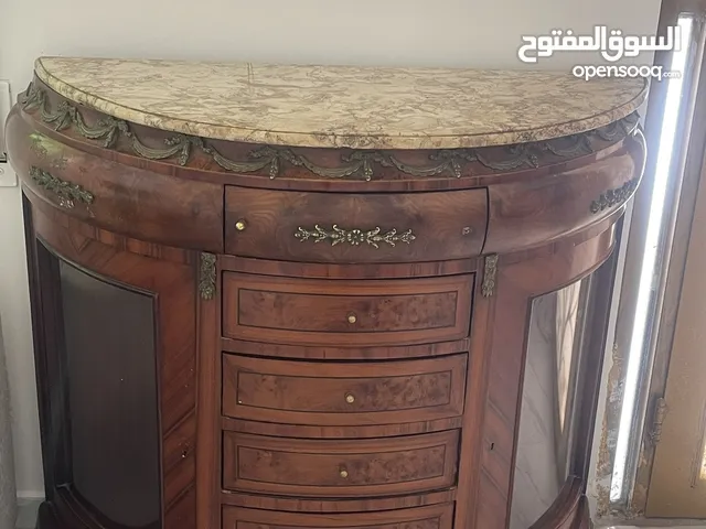 كونسول فخم مع وحدات تخزين (خشب زان ورخام مطعم نحاس)