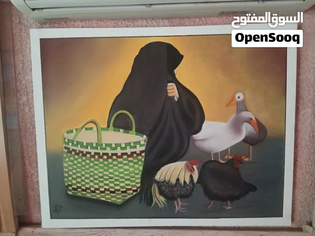 لوحه فنيه واقعيه من تراث البصره القديم بالألوان الزيتية وبحجم 100×80م