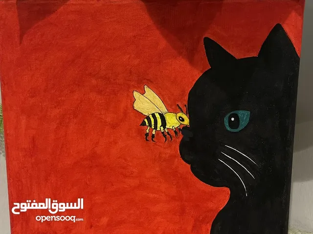 لوحة قطة فريدة بأسلوبي الخاص