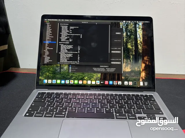 ماكبوك لابتوب ابل اير ام 1 macbook air m1 شبه جديد مستعمل نظيف 100٪ رام 8 ذاكرة 256 بطارية 99%