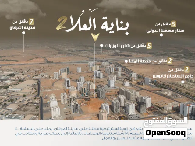 للبيع شقة فاخرة في مرتفعات غلا المطار لمشروع العلا 2 بأقساط 18 شهر