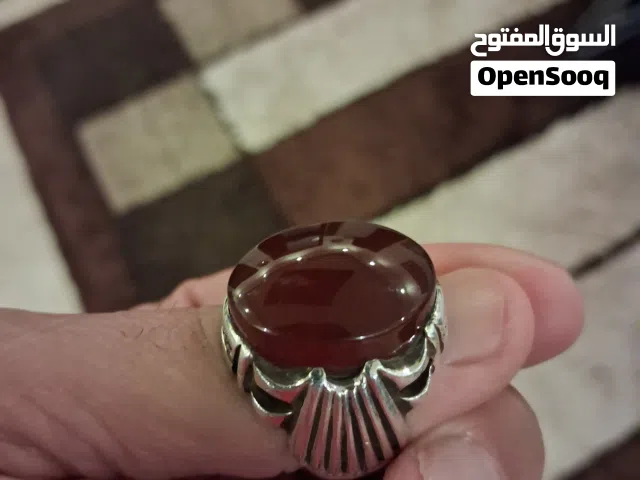 خاتم فضة عقيق كبدي..وزن 22.5 غ