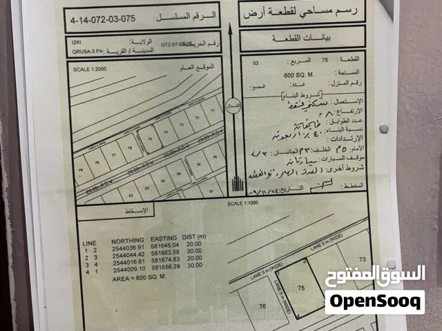 Residential Land for Sale in Al Dakhiliya Izki