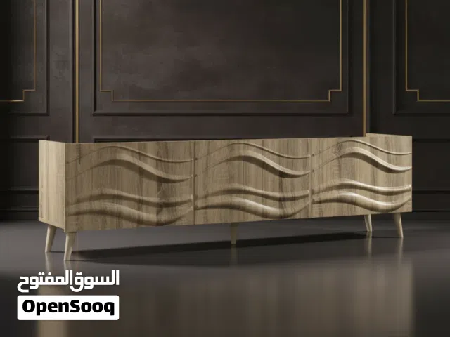 طاولة تلفزيون خشبية بتصميم موجات عصرية - - TV 24107