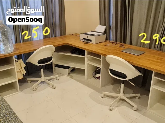 L SHAPED STUDY DESK / WORK STATION + 2 CHAIRS. BASICALLY NEW