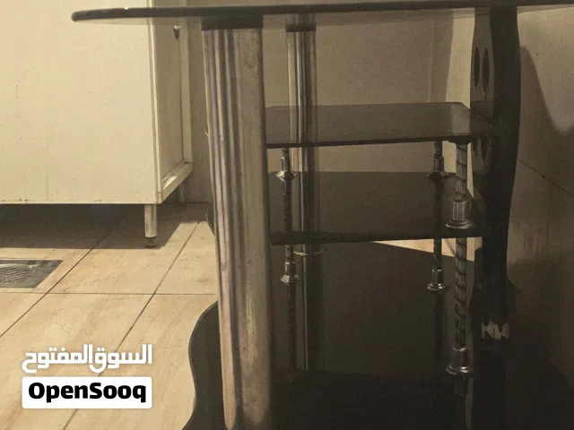 TV table black color glass material