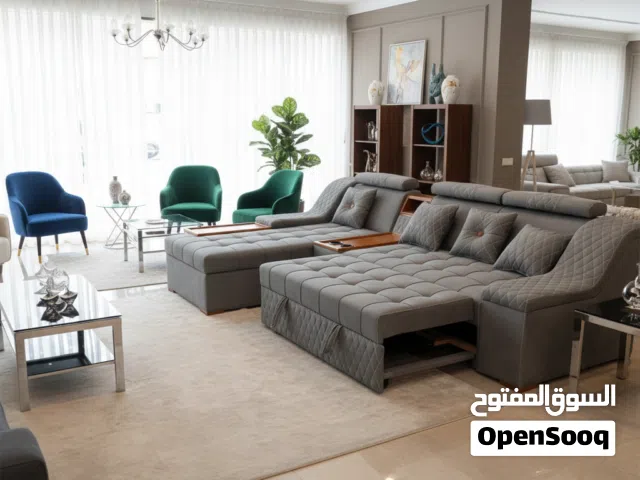 الركنة الطيارة قطعة أثاث عصرية ومبتكرة متعددة الوظائف سرير وسحارة تخزين وشاحن USB ومكان للأكواب