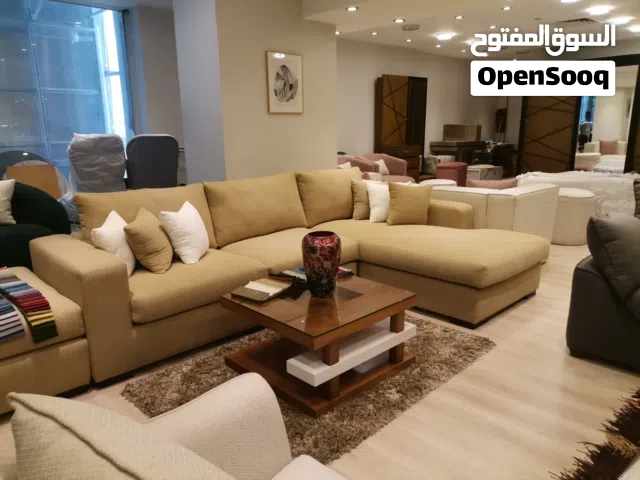 انتريه ركنة حرف L خشب زان احمر محمل جديد بدون منضدة